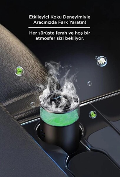 Başkenttekno Araç İçi Aroma Difüzörü Hava Nemlendirici Rgb Işıklı Şarjlı Oda ve Araba Kokusu Yeşil TCF01