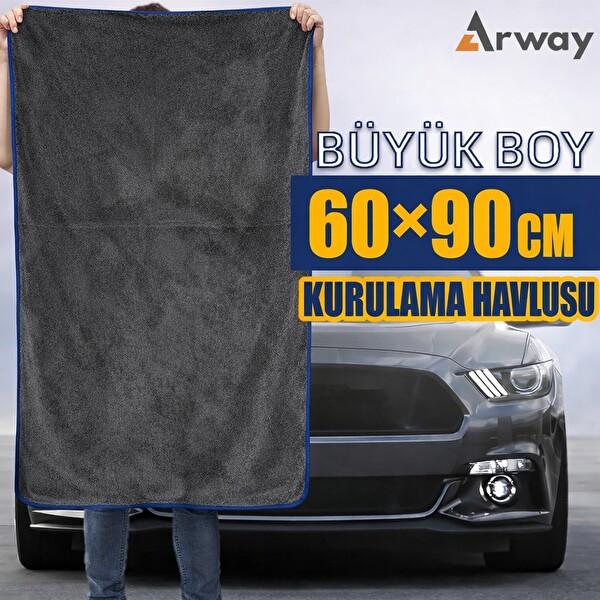 Arway TW3 Ultra Su Emici İz Bırakmaz XL 60×90 CM 600 GSM Mikrofiber Araç Kurulama Havlusu