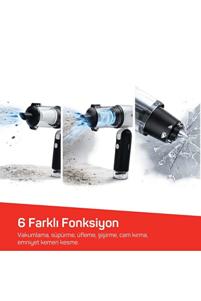 Arzum AR4500 RushX Araç İçi Süpürge 17000Pa 6'sı 1 Arada Şarjlı Kablosuz Güçlü Vakumlu El Süpürgesi