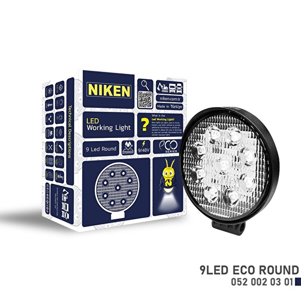 Niken Calışma Lambası 9 Ledli Yuvarlak Eco Seri 27-22w 12v 24v 052 002 03 01