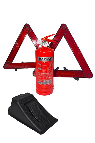Kkdavm Tüpaş Araç Yangın Tüpü 1 KG ve 2 Adet Reflektör ve Kayma Takozu Oto Trafik Seti
