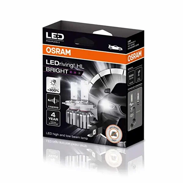Osram Led H4/H19 12V 15W Bright Model 64193DWBRT-2HFB Far Ampulü