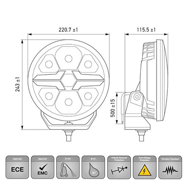 Hella Off-Road Valuefit Blade Led Uzun Far Krom 18W 9