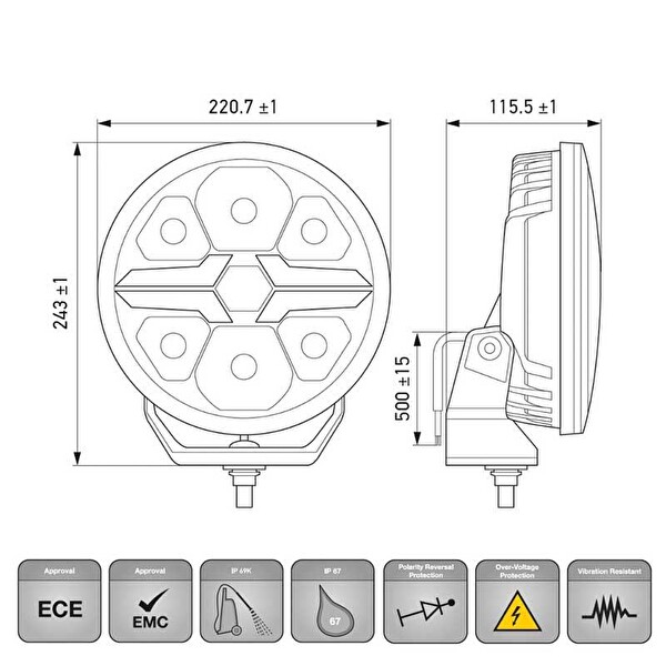 Hella Off-Road Valuefit Blade Led Uzun Far Siyah 17W 9