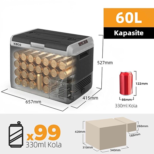 Iceco MCD60D 12-24Volt 60 L Kompresörlü Outdoor Oto Buzdolabı