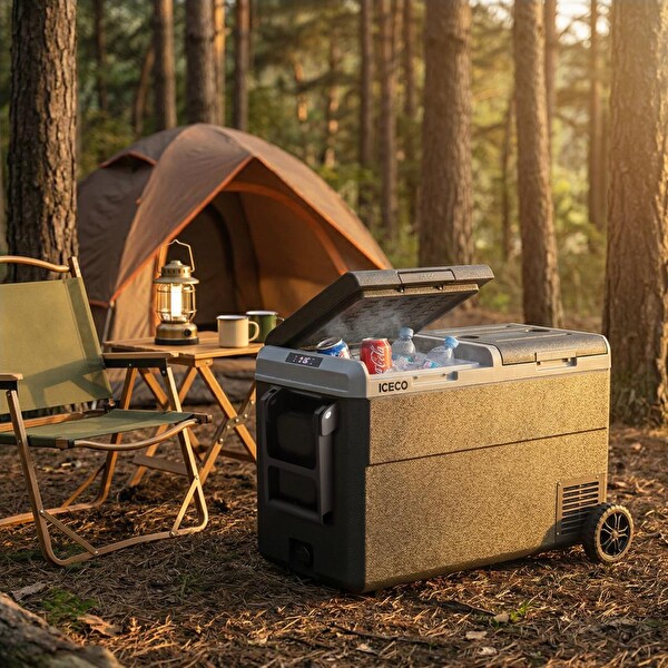 Iceco MCD95D 12-24Volt 95 L Kompresörlü Çift Bölmeli Tekerlekli Outdoor Oto Dondurucu