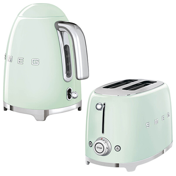 Smeg KLF03PGEU Pastel Yeşil Kettle ve 1x2 TSF01PGEU Ekmek Kızartma Makinesi Seti