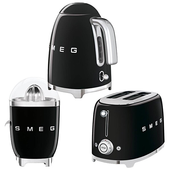 Smeg Siyah Kettle 1x2 Ekmek Kızartma Makinesi ve Narenciye Sıkacağı Seti