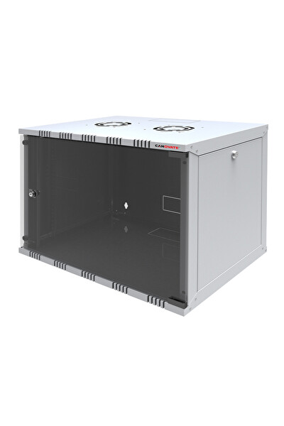 15U 540x550 MM Eko Serisi Yan Panelli Tek Gövdeli Duvar Tipi Kabinet Gri