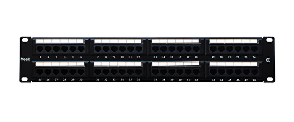 Beek Zırhsız Kablo Tutuculu 8P8C - Altın Kontak - LSA - 2U - 48 Port CAT6 UTP Patch Panel
