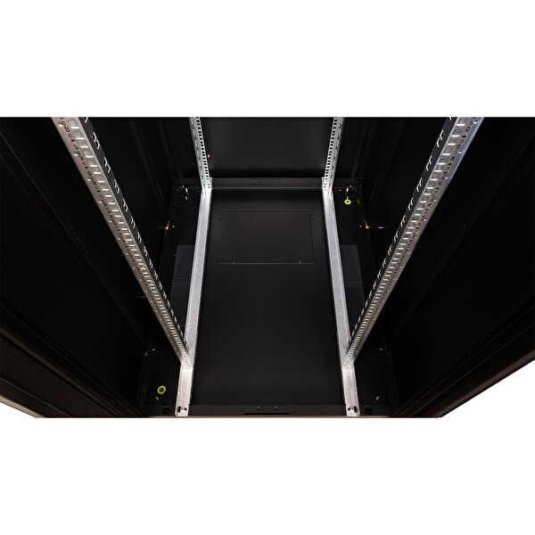 Lande 42U 800x1000 Hyperline Dikili Tip Rack Kabinet Siyah - Ön Cam Kapak Tekerlekli