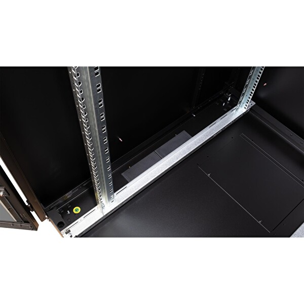 Lande 42U 800x1000 Hyperline Dikili Tip Rack Kabinet Siyah - Ön Cam Kapak Tekerlekli