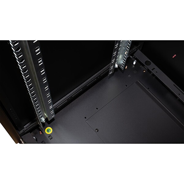 Lande 42U 600x600 Hyperline Dikili Tip Rack Kabinet Siyah - Ön Cam Kapak Tekerlekli