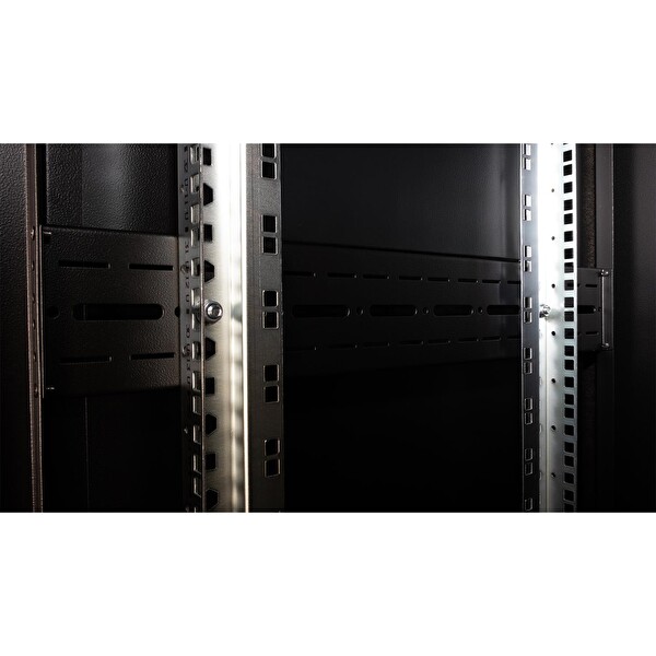 Lande 42U 600x600 Hyperline Dikili Tip Rack Kabinet Siyah - Ön Cam Kapak Tekerlekli