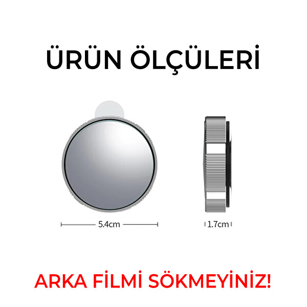 Mega Oto Market Ayarlanabilir Tak-Çıkar Dönerli Prizmatik 360 Derece Siyah Vantuzlu Oto Kör Nokta Aynası