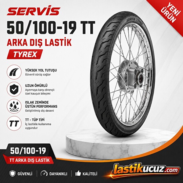 Servis 50/100-19 TT Arka Motosiklet Dış Lastiği (İç Lastik Gerektirir)