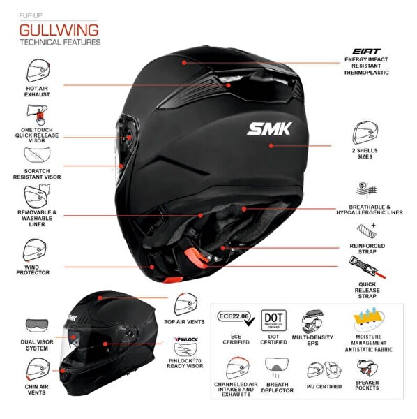 SMK Gullwing Kresto Çene Açılır Kask-L