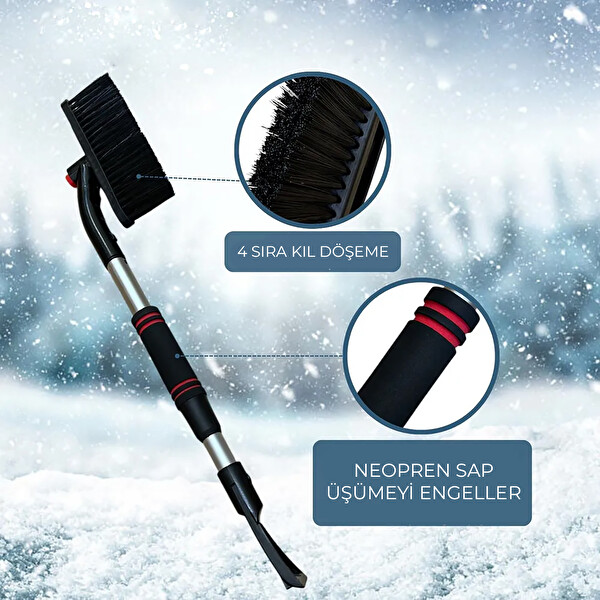 Mega Oto Market 85 CM Buz Kırıcı Araç Kar Temizleme Fırçası Kırmızı