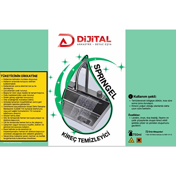 Dijital Ankastre Kireç Sökücü Temizleyici