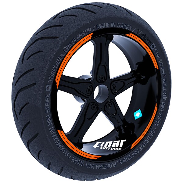 Çınar Extreme Double Stripe Tasarımlı Alev Turuncusu Jant Şeridi Sticker