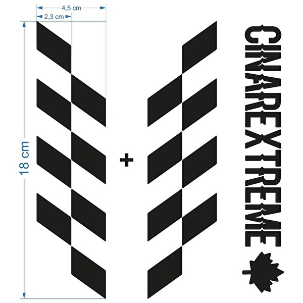 Çınar Extreme Reflektif Mavi Damalı Kask Motosiklet Sticker Takımı