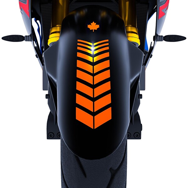 Sport Motosiklet Çamurluk ve Kask Floresan Turuncu Sticker 2 Adet