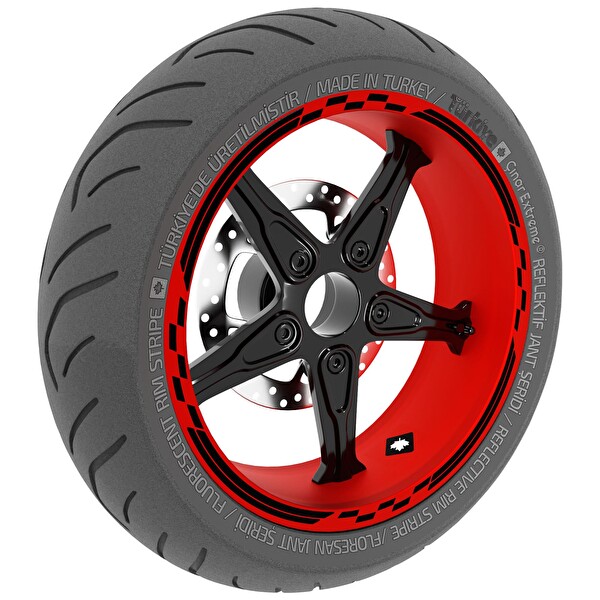 Çınar Extreme Moto Gp Yarış Bayraklı Jet Siyah Jant Şeridi Sticker