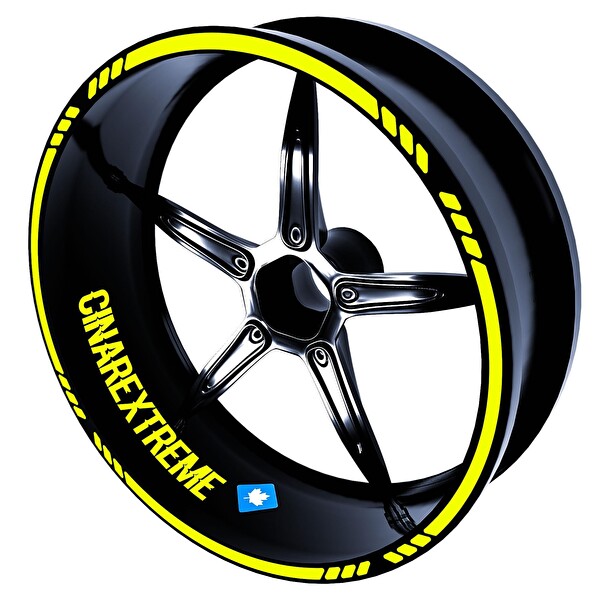 Çınar Extreme Floresan Sarı 4 Parçalı Kesikli Jant Şeridi Sticker