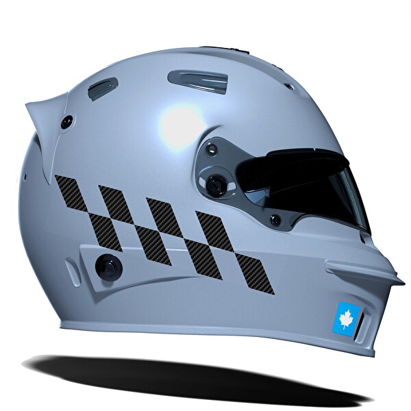 Siyah Karbon Fiber Dokulu Damalı Kask Motosiklet Sticker Takımı