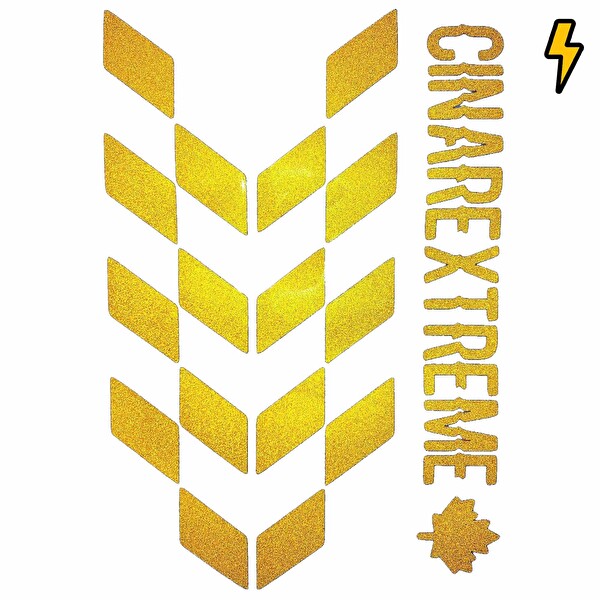 Çınar Extreme Reflektif Sarı Damalı Kask Motosiklet Sticker Takımı