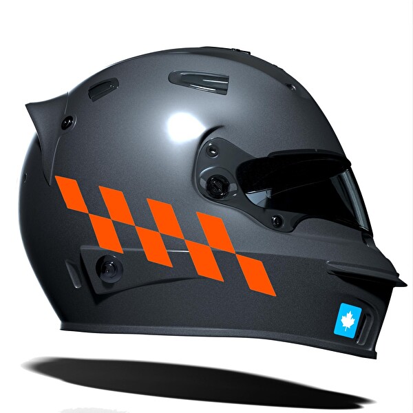 Çınar Extreme Alev Turuncusu Damalı Kask Motosiklet Sticker Takımı