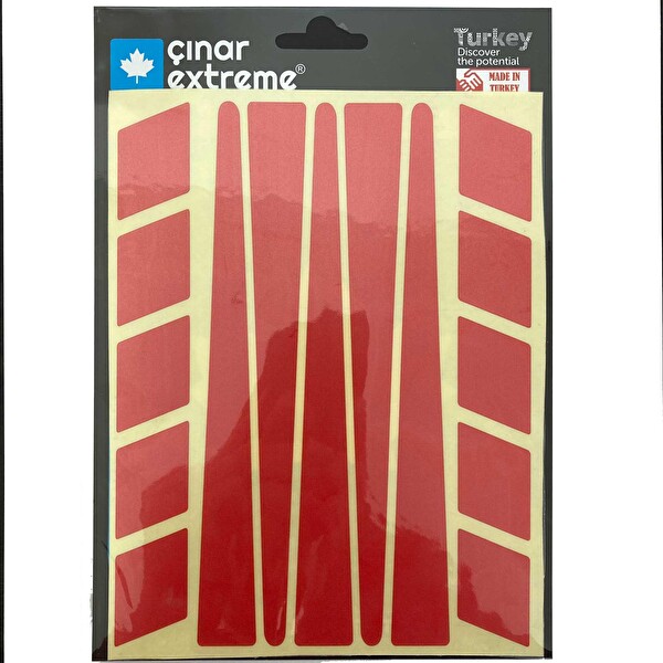Çınar Extreme Şerit Tasarımlı Reflektif Kırmızı Motosiklet Kask Sticker