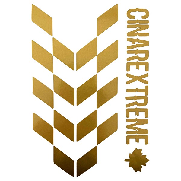 Çınar Extreme Yaldızlı Gold Damalı Kask Motosiklet Sticker Takımı