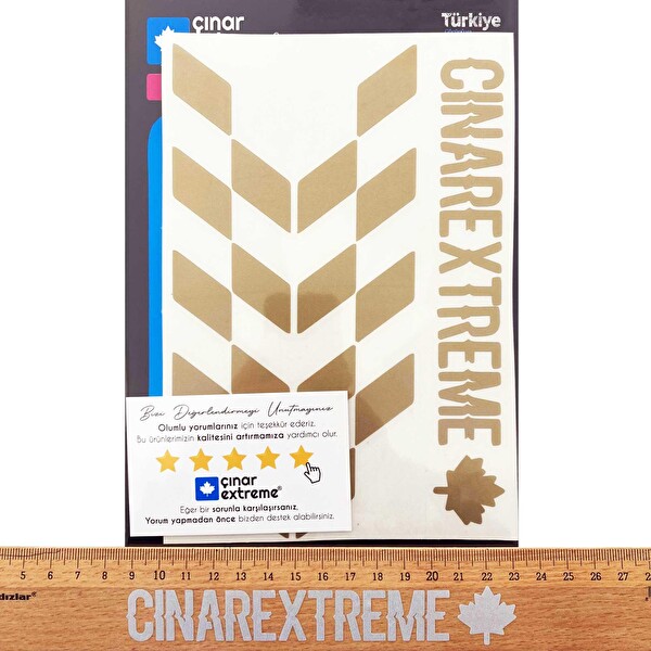 Çınar Extreme Yaldızlı Gold Damalı Kask Motosiklet Sticker Takımı