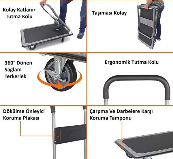 Duffmart PR2330 Pro Katlanır Paket Taşıma Arabası 300 KG