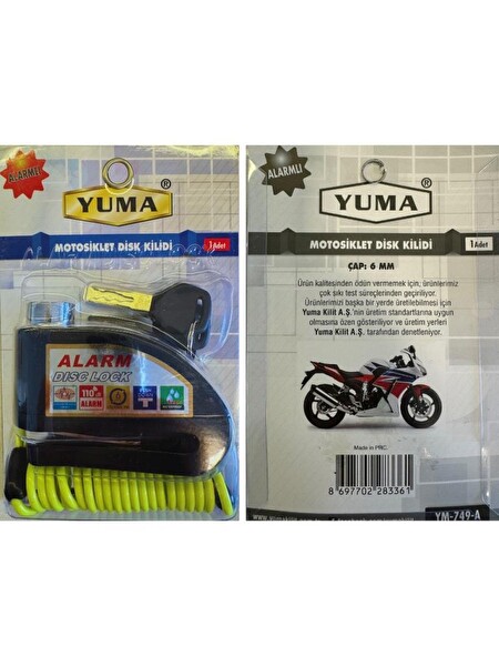 Yuma Motosiklet Disk Kilidi Alarmlı 110DB