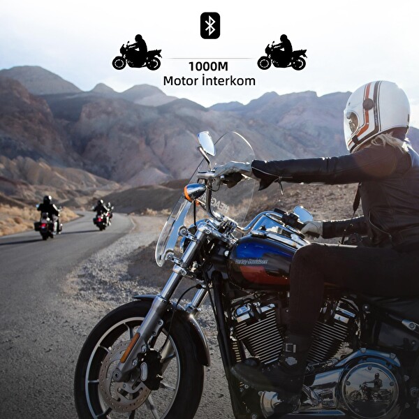 Mioji Mio 120 2X RGB 1000 mAh IPX6 1500M 2 Kişilik Kask Intercom Motosiklet Bluetooth Kulaklık - Turuncu