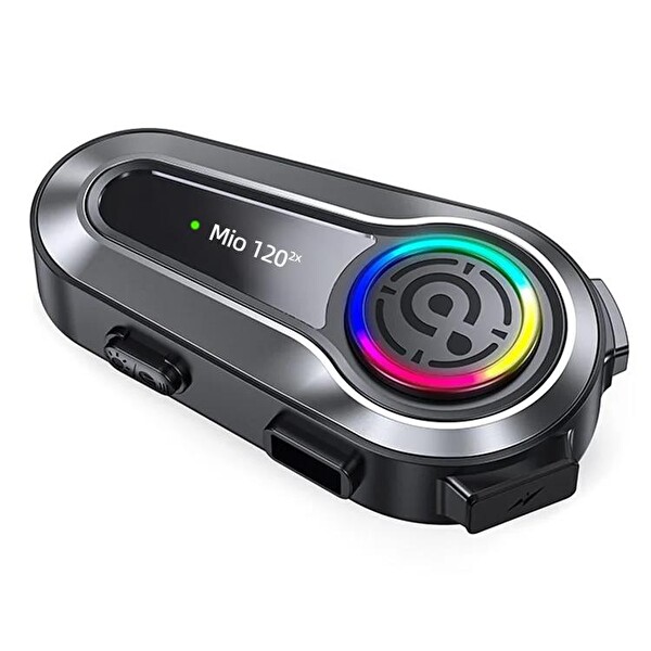 Mioji Mio 120 2X RGB 1000 mAh IPX6 1500m 2 Kişilik Kask Intercom Motosiklet Bluetooth Kulaklık - Siyah