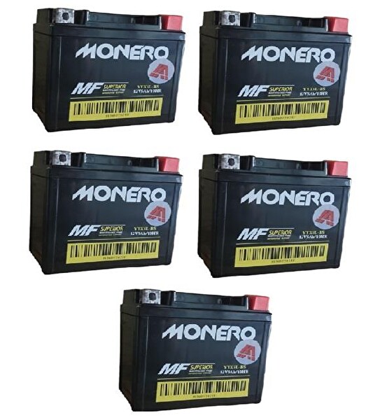 Monero YTX5L 5 Alçak Motosiklet Aküsü 5'li Paket Ebatlar:113x68x105 MM - Üretim Yılı: 2024
