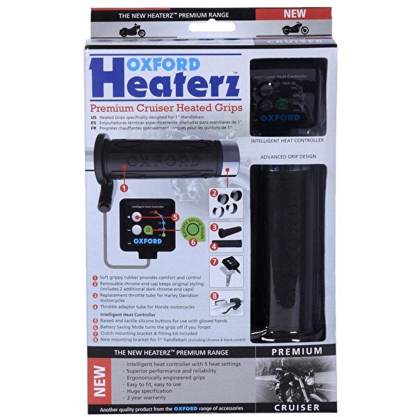 Oxford Motosiklet HotGrips Premium Cruiser V8 Anahtarli Elcik Isıtma EL800