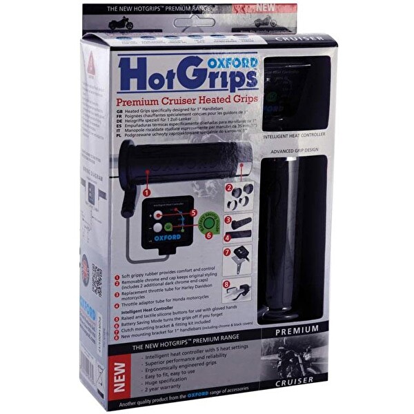 Oxford Motosiklet HotGrips Premium Cruiser V8 Anahtarli Elcik Isıtma EL800
