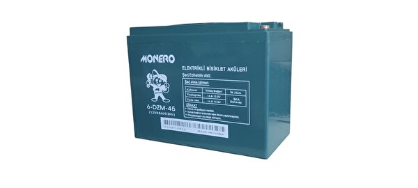 Monero 12V-45 Amper (80 Amper Ebatlarında) Dar E-Bike Akü Ebatlar: 223x121x174 MM - Üretim Yılı: 2024