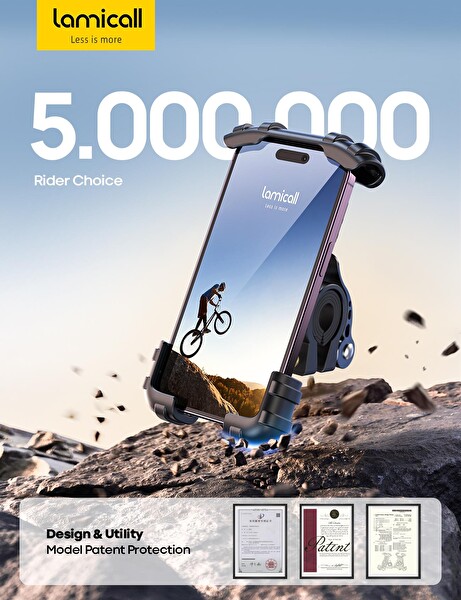 Lamicall BM02BLACK Motosiklet ve Bisiklet Telefon Tutucu 360 Derece Döndürülebilir