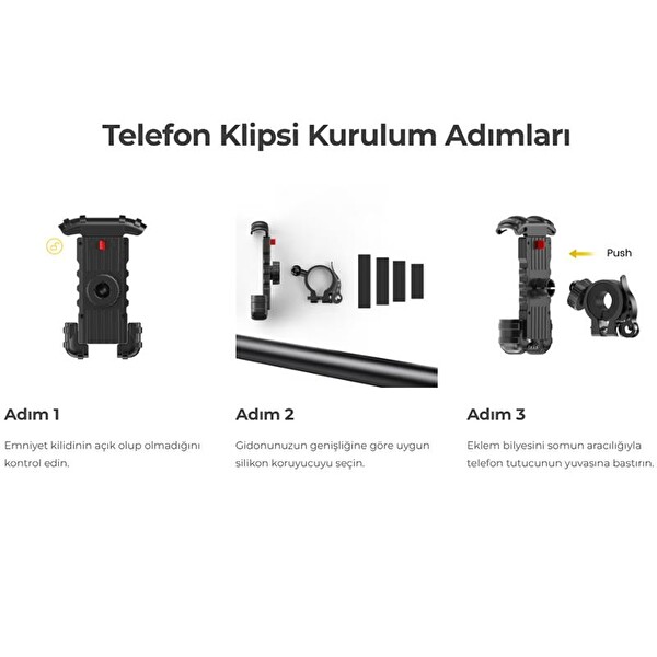Lamicall BM02BLACK Motosiklet ve Bisiklet Telefon Tutucu 360 Derece Döndürülebilir