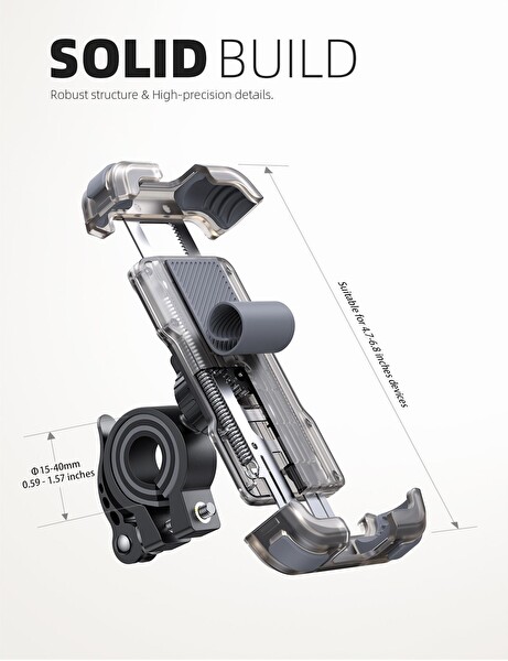 Lamicall Motosiklet ve Bisiklet Telefon Tutucu Ayarlanabilir BP03T