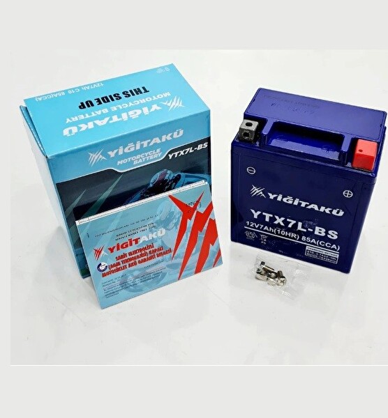 Yiğit Akü 12V 7A YTX7L 7 Yüksek Motosiklet Aküsü Ebatları: 113 x 70 x 132 MM - Üretim Yılı: 2025