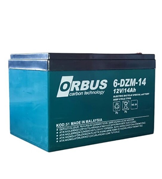 Orbus 12 V 14 Amper Deep Cycle - Derin Döngülü 150x97x95 Elekrikli Bisiklet Aküsü