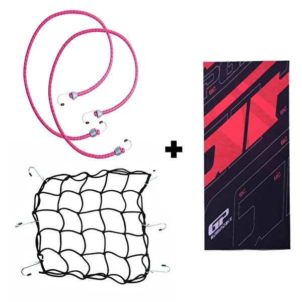 GP Kompozit Siyah Kask Filesi - 2'li Bagaj Lastiği - Buff