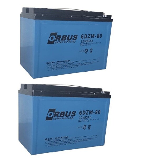 Orbus 12V 80 Amper 2'Lİ Pkaet Jel Elektrikli Bisiklet (e-bike) Aküsü Ebatlar : 223x121x174 (2025 Üretim)