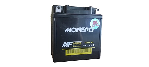 Monero 12V 5Amper Yüksek/Dik 12N-5L-BS-CUP-YBR Akü Ebatları: 119 x 60 x 129 MM